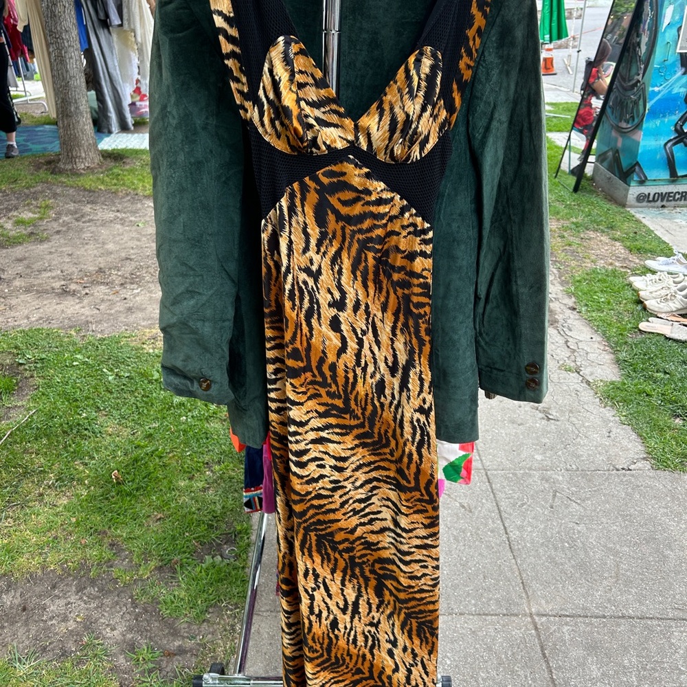 Animal Print Dress with Black Accents